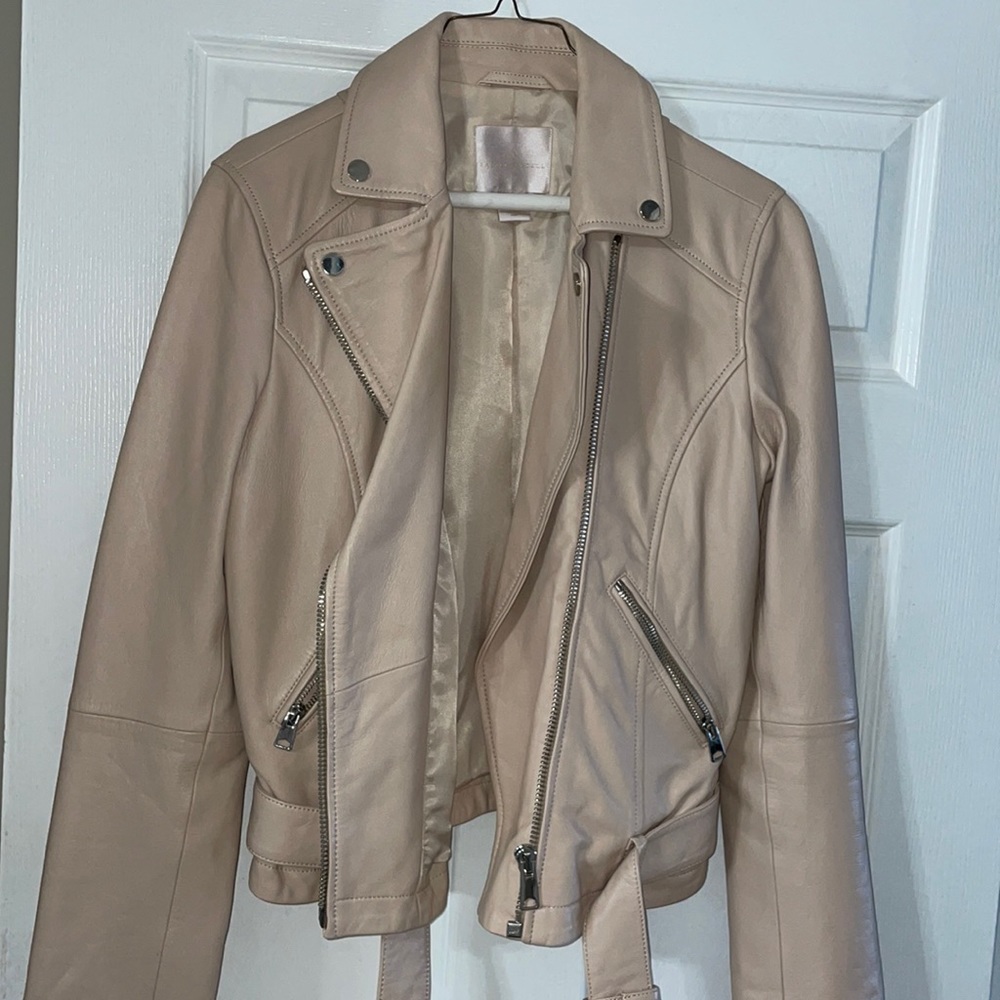 Pink genuine leather jacket